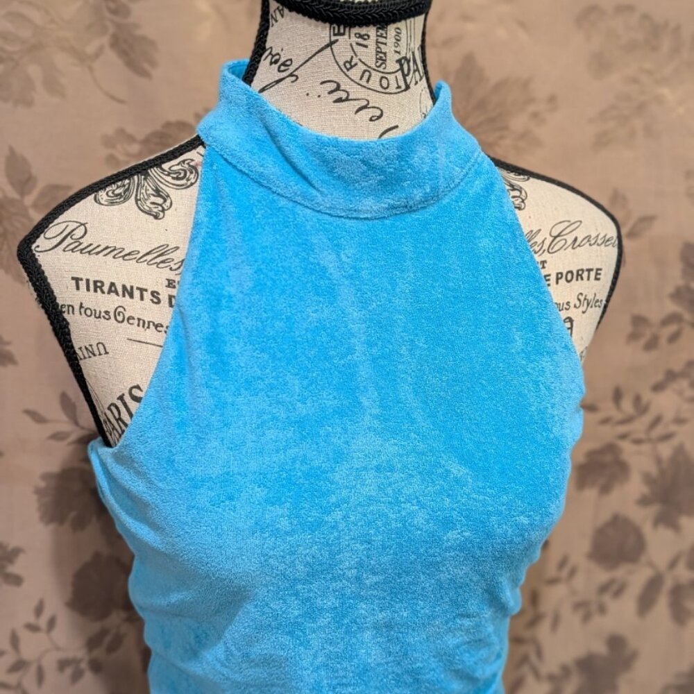Fabletics Aqua Blue Terry Built-In Bra Tank, Size L, New With Tags! - Picture 2 of 10
